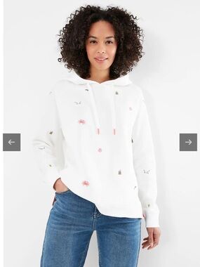 Joules Rowley Raglan Hooded Cream Beach embroidered Design Sz US 2 crab seagull